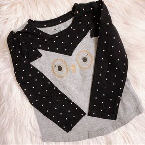 🧸4/$20🧸BabyGap Owl Gray/Black Tee Longsleeves 2T